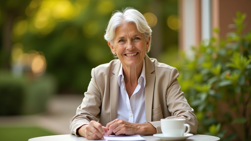 Mature woman engaged in reflective planning during a coaching session